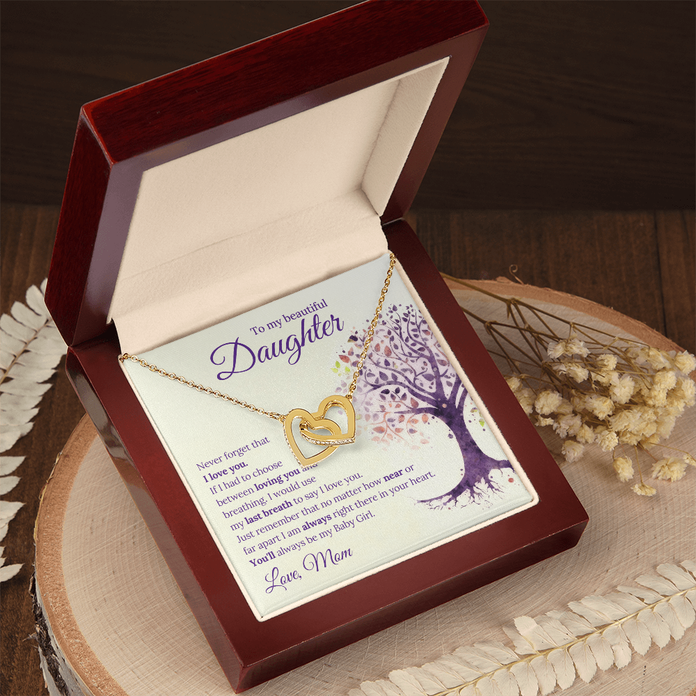 Interlocking Hearts Necklace (Yellow & White Gold Variants) Daughter Necklace Gift