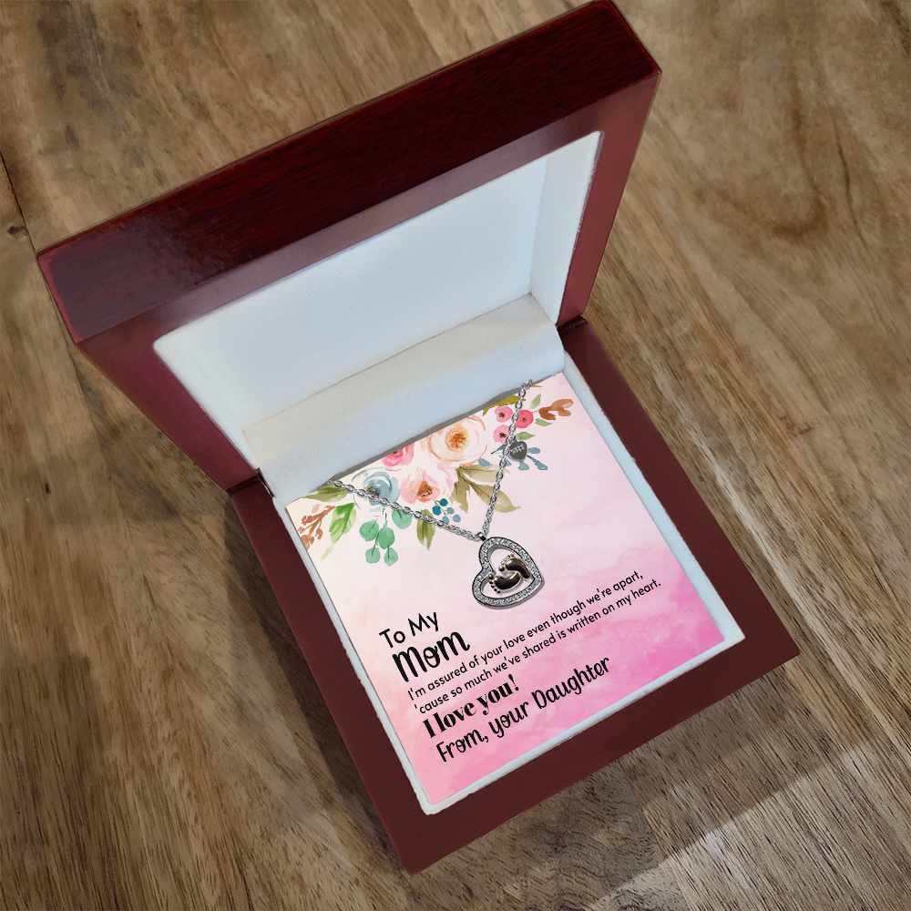 To My Mom Baby Feet Heart Necklace Gift From Daughter