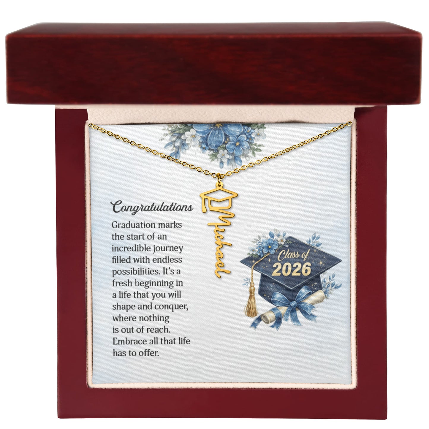 Graduation Cap Name Necklace Personalized Gift for Graduation