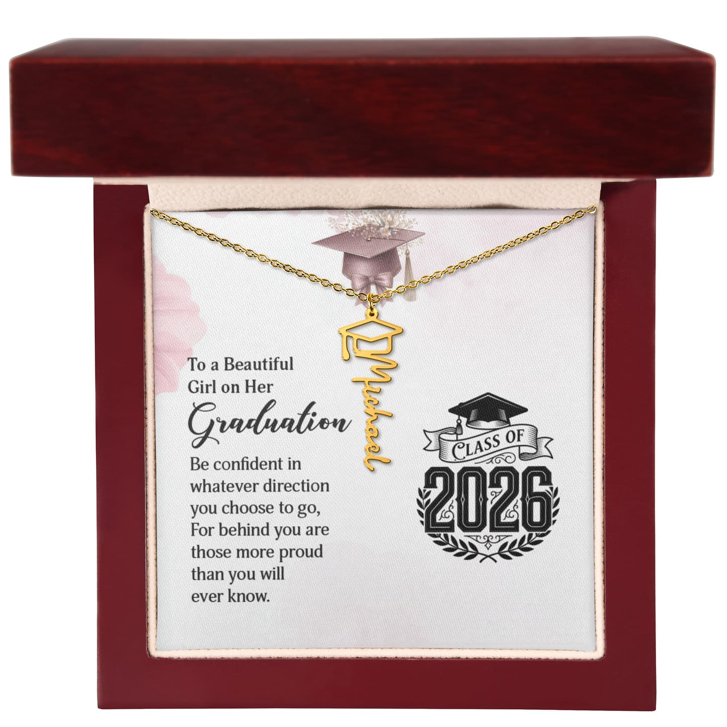 Graduation Cap Name Necklace Gift for Graduation