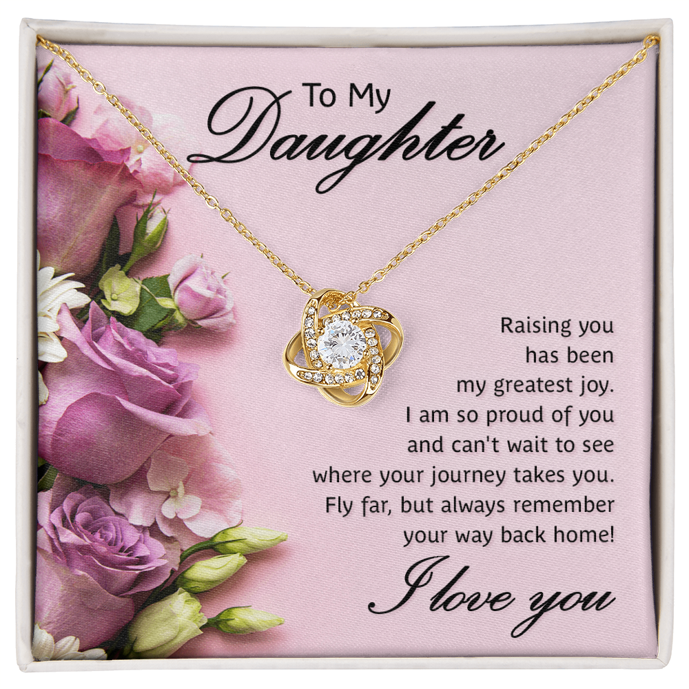 To My Daugther Love Knot Necklace Gift From Mom
