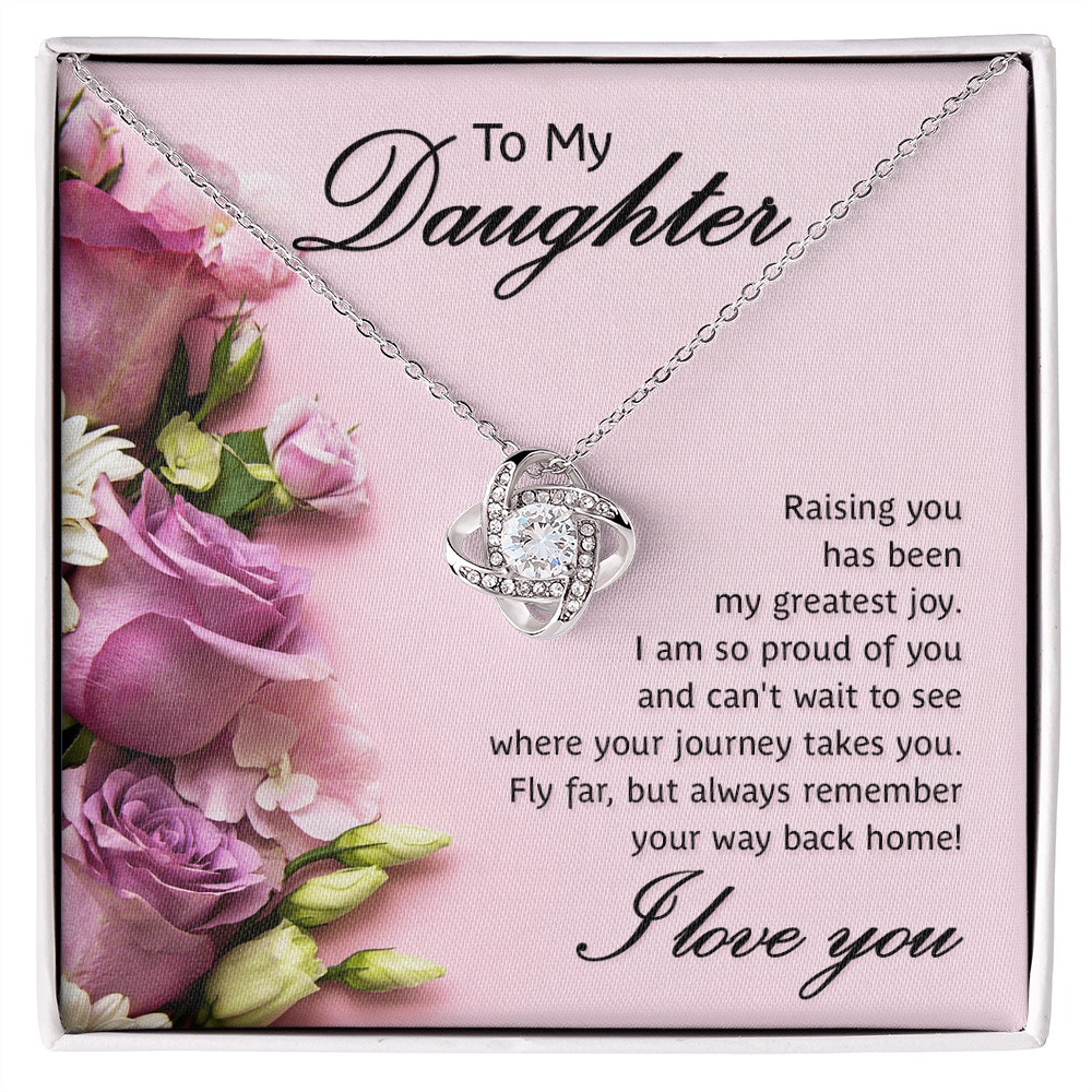 To My Daugther Love Knot Necklace Gift From Mom