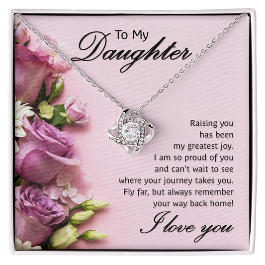 To My Daugther Love Knot Necklace Gift From Mom