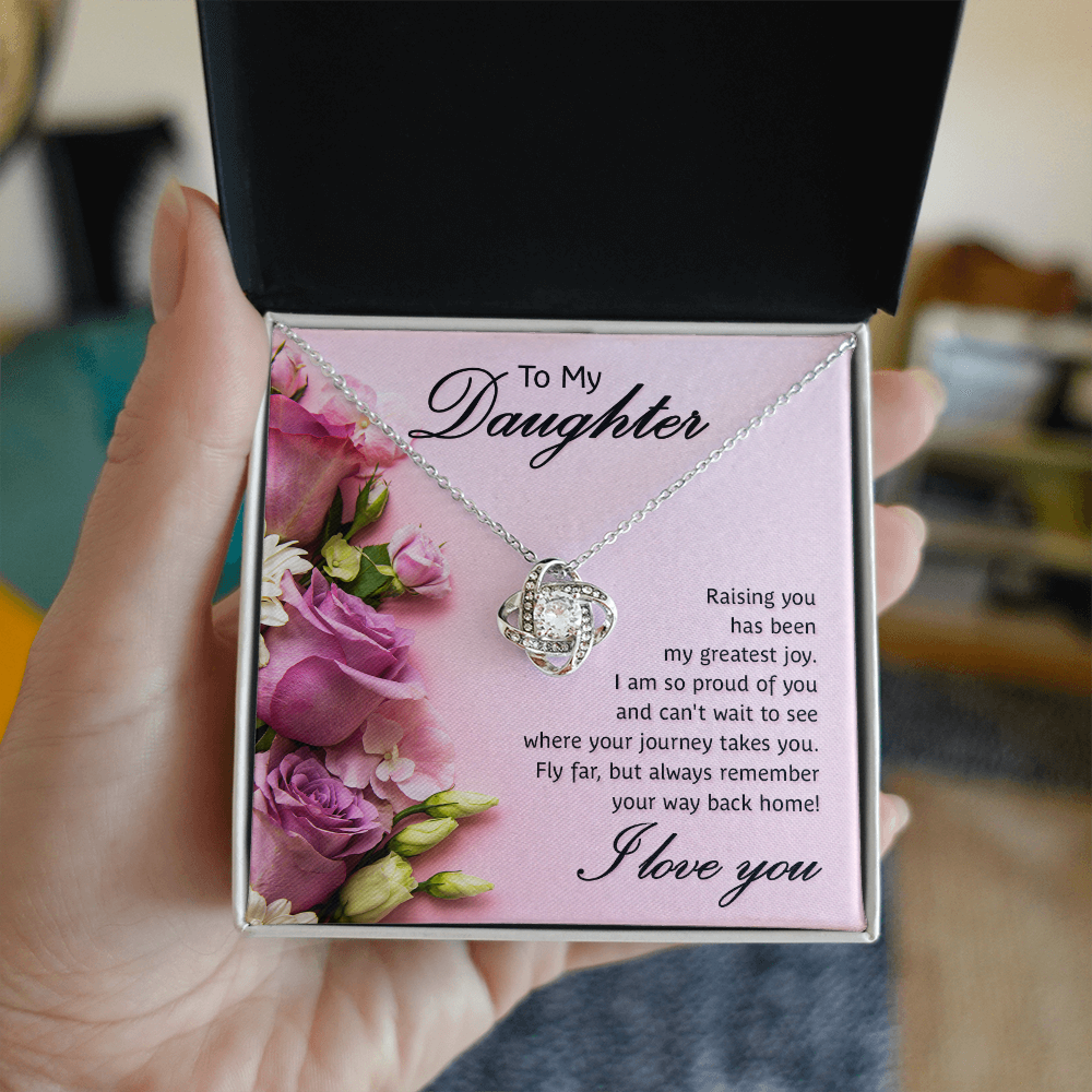To My Daugther Love Knot Necklace Gift From Mom