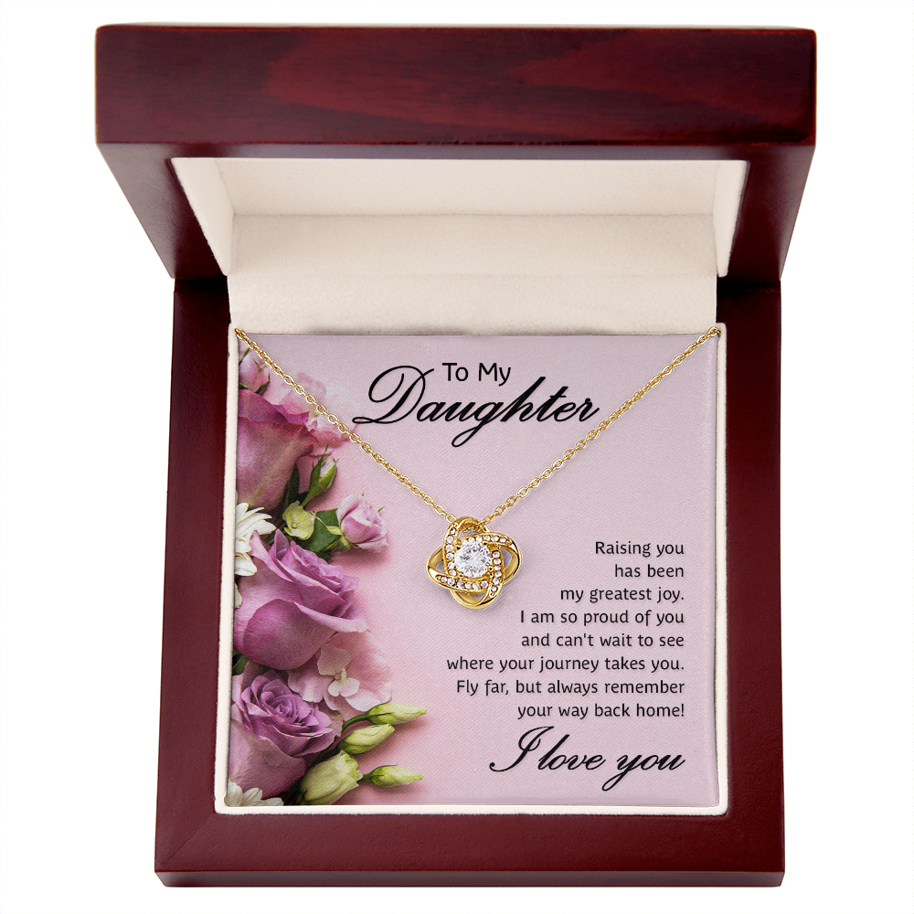 To My Daugther Love Knot Necklace Gift From Mom