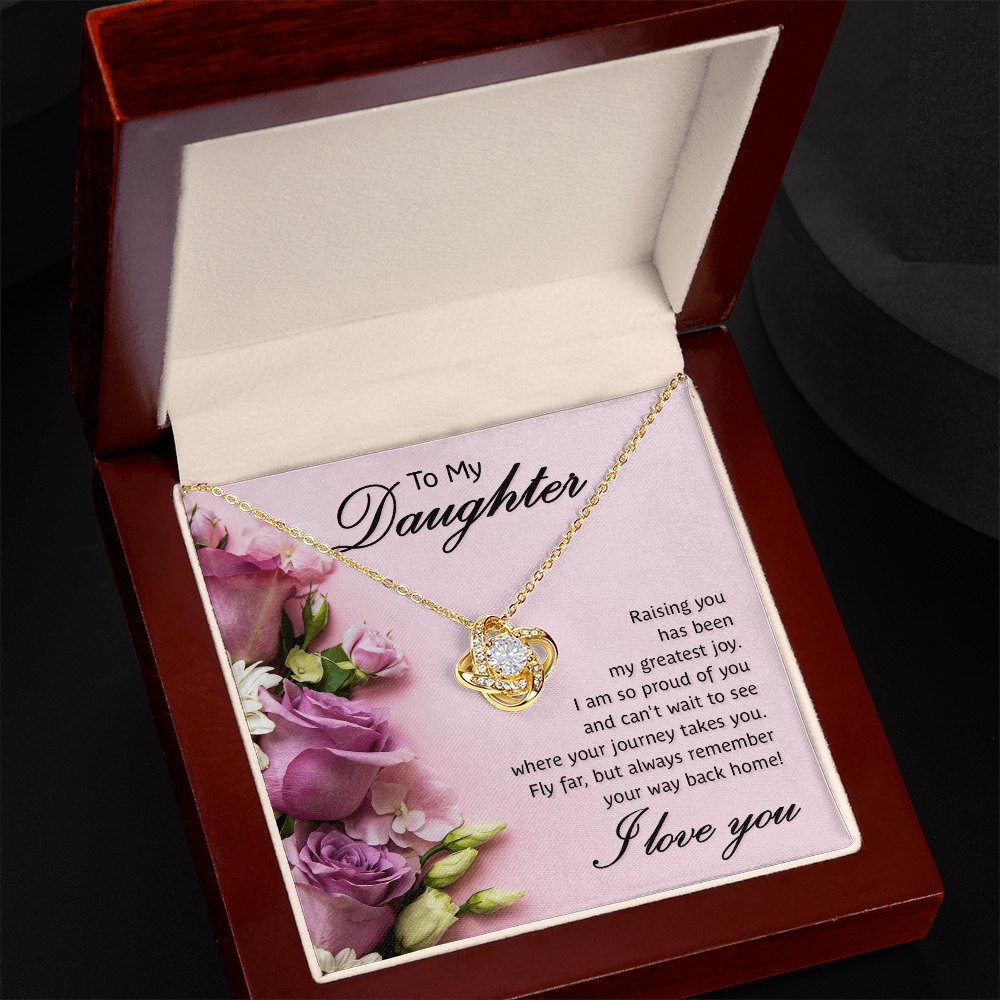 To My Daugther Love Knot Necklace Gift From Mom