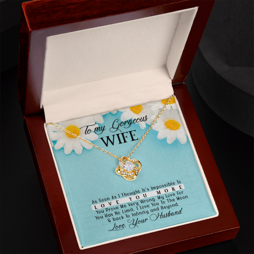 To My Gorgeous Wife    Love Knot Necklace   Gift  From  Husband