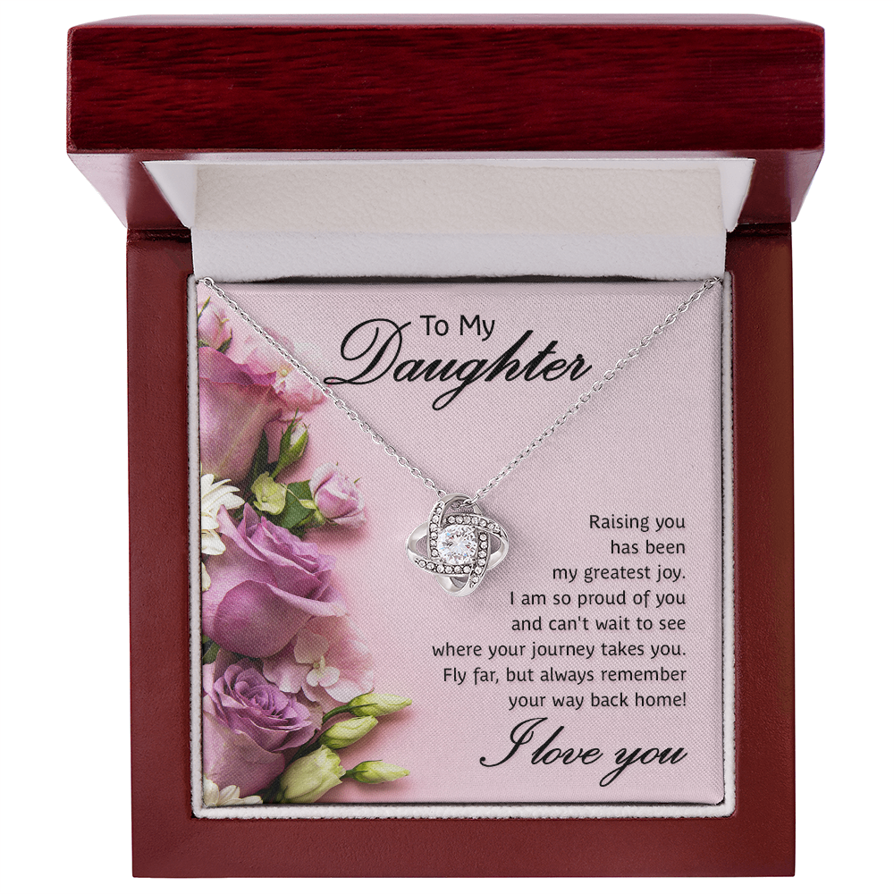 To My Daugther Love Knot Necklace Gift From Mom