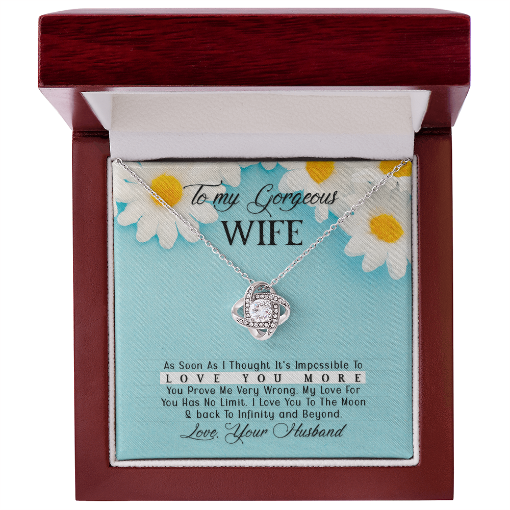 To My Gorgeous Wife    Love Knot Necklace   Gift  From  Husband