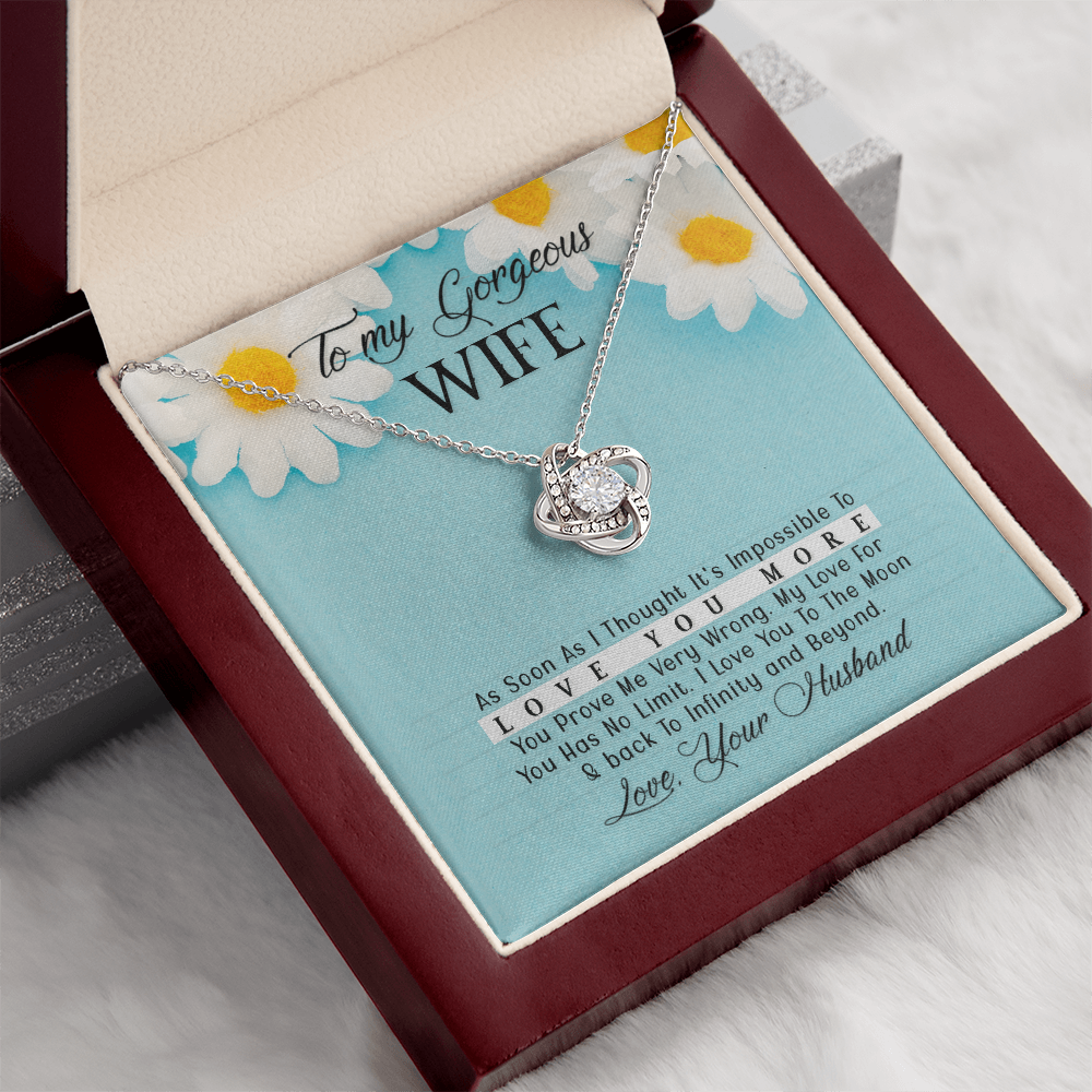 To My Gorgeous Wife    Love Knot Necklace   Gift  From  Husband