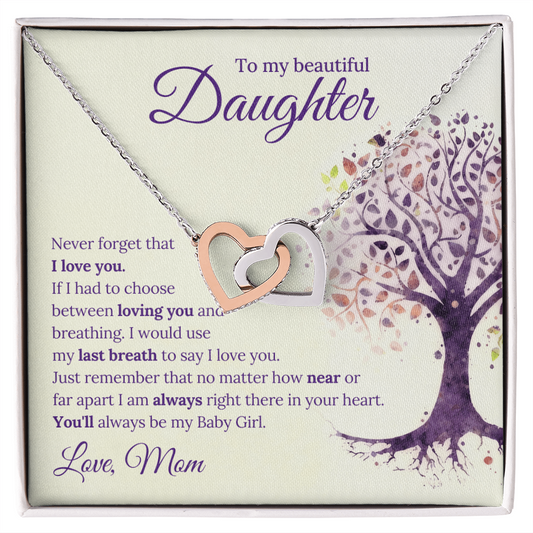 Interlocking Hearts Necklace (Yellow & White Gold Variants) Daughter Necklace Gift