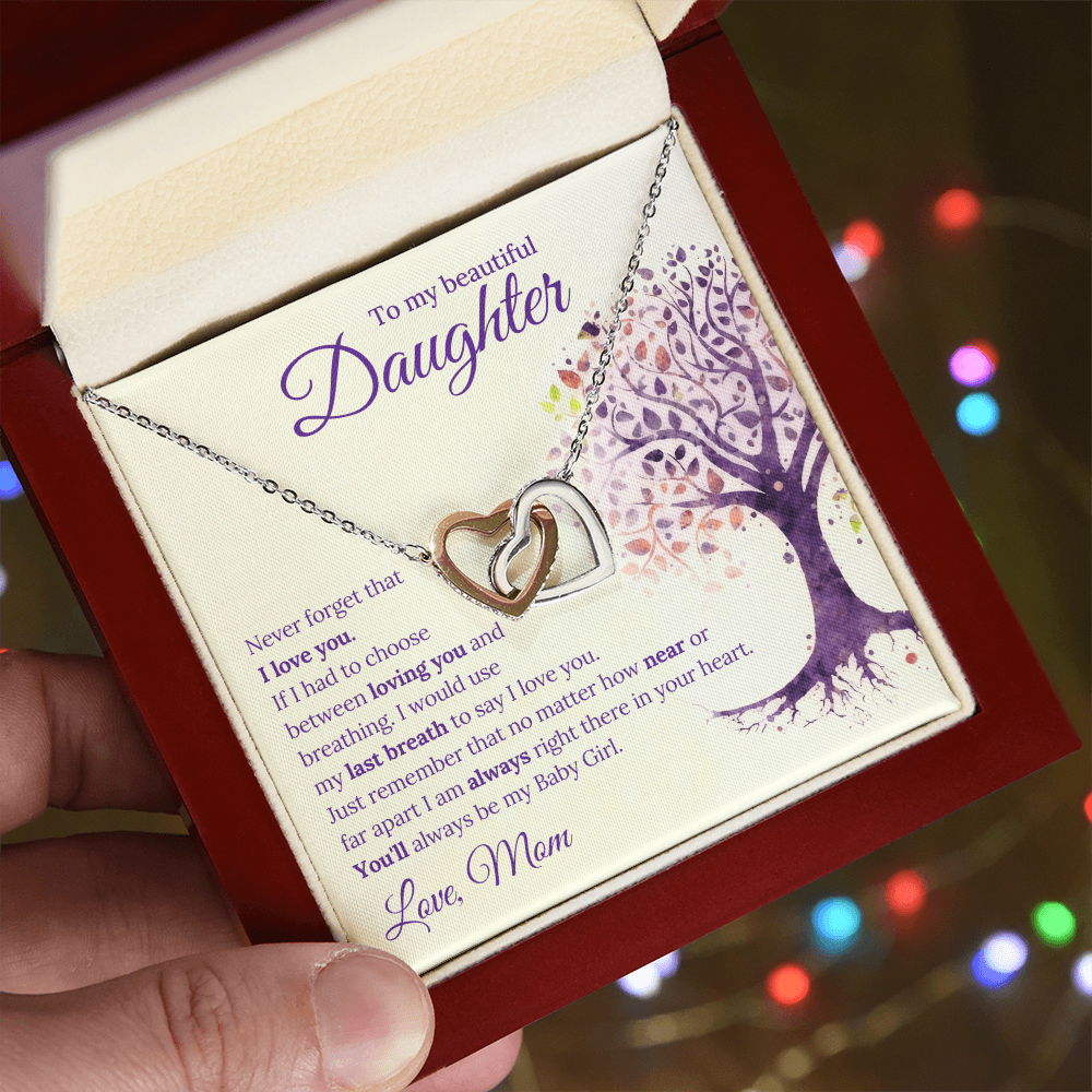 Interlocking Hearts Necklace (Yellow & White Gold Variants) Daughter Necklace Gift