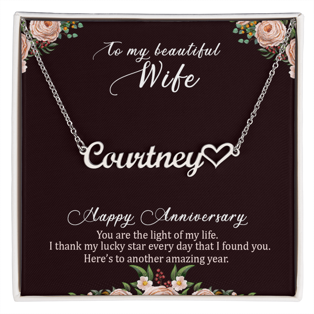Heart Name  Necklace  Anniversaly Gift for Wife
