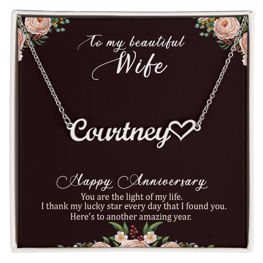 Heart Name  Necklace  Anniversaly Gift for Wife