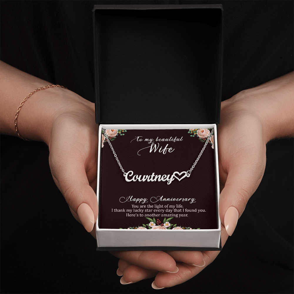 Heart Name  Necklace  Anniversaly Gift for Wife