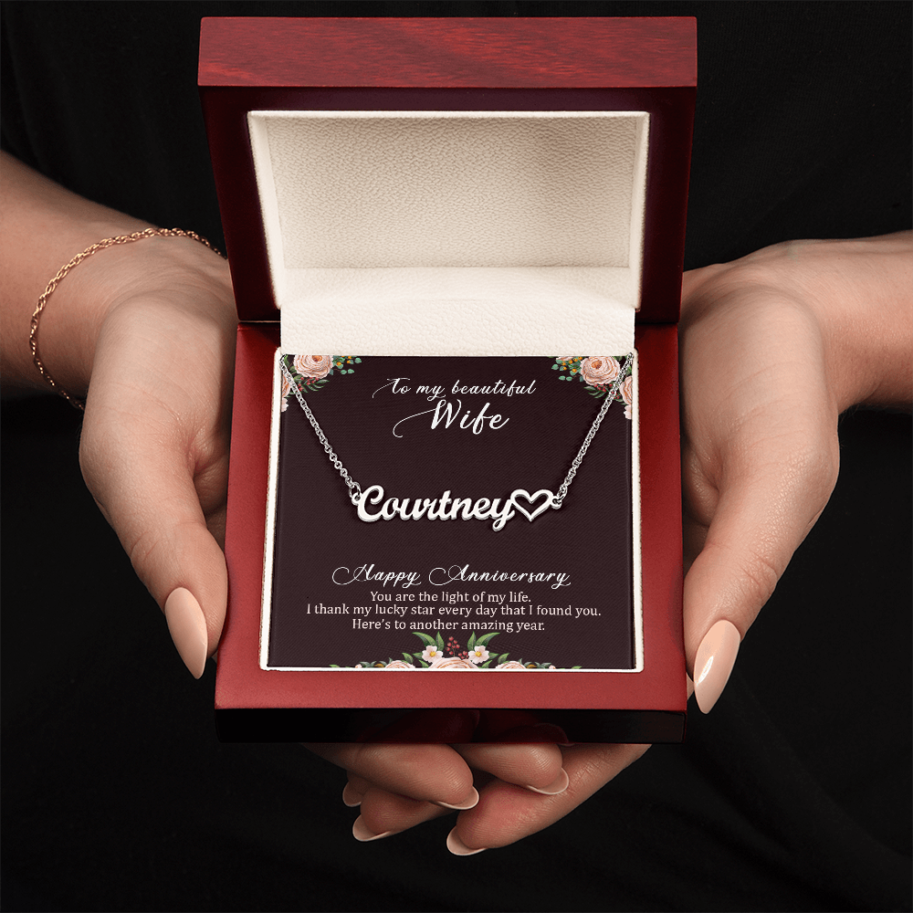 Heart Name  Necklace  Anniversaly Gift for Wife