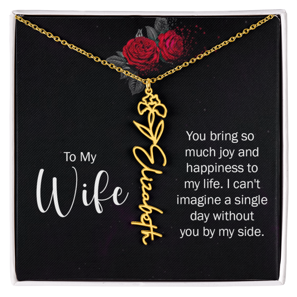 To My Wife Necklace  Flower Name Necklace  Gift From Husband