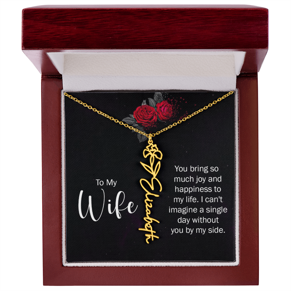 To My Wife Necklace  Flower Name Necklace  Gift From Husband