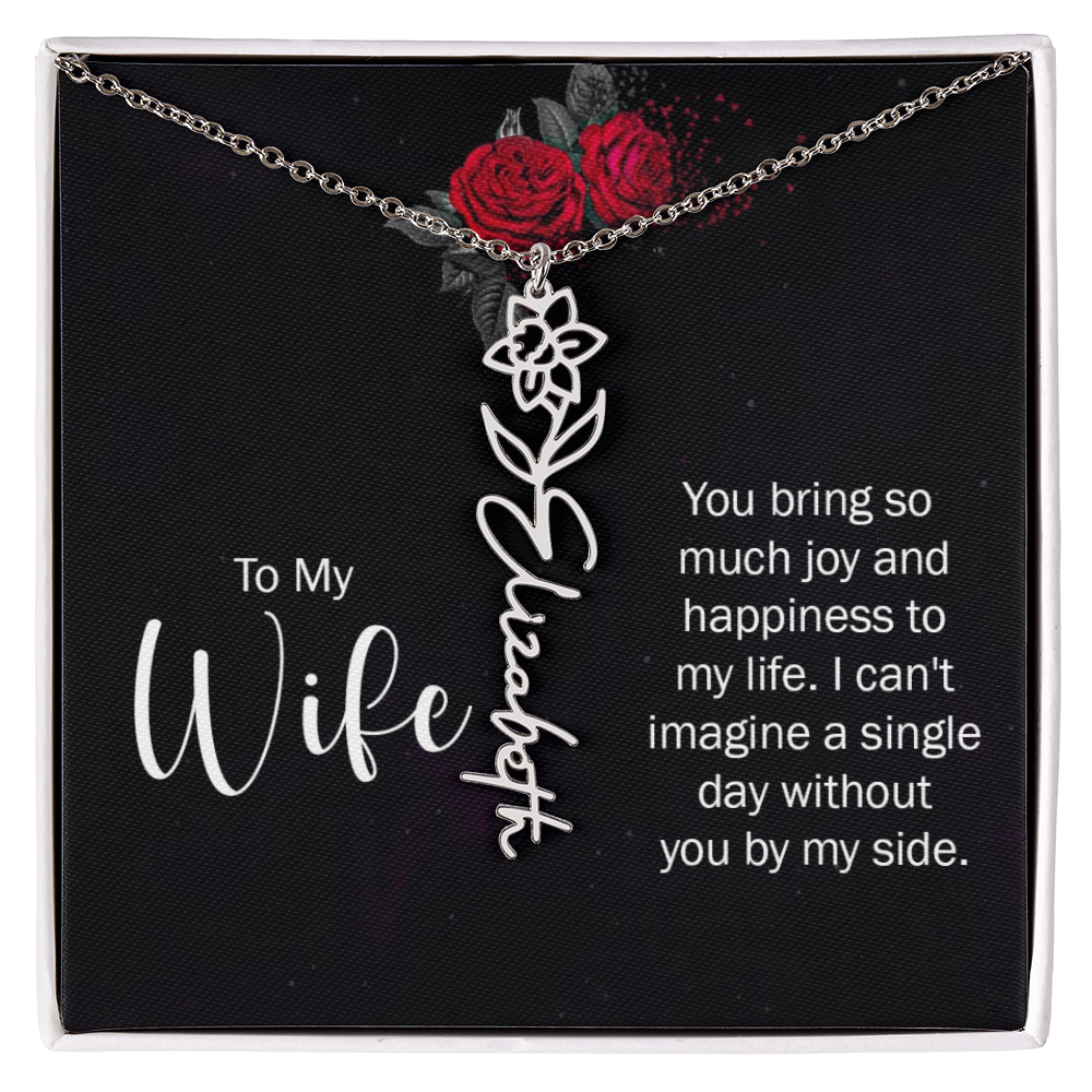 To My Wife Necklace  Flower Name Necklace  Gift From Husband