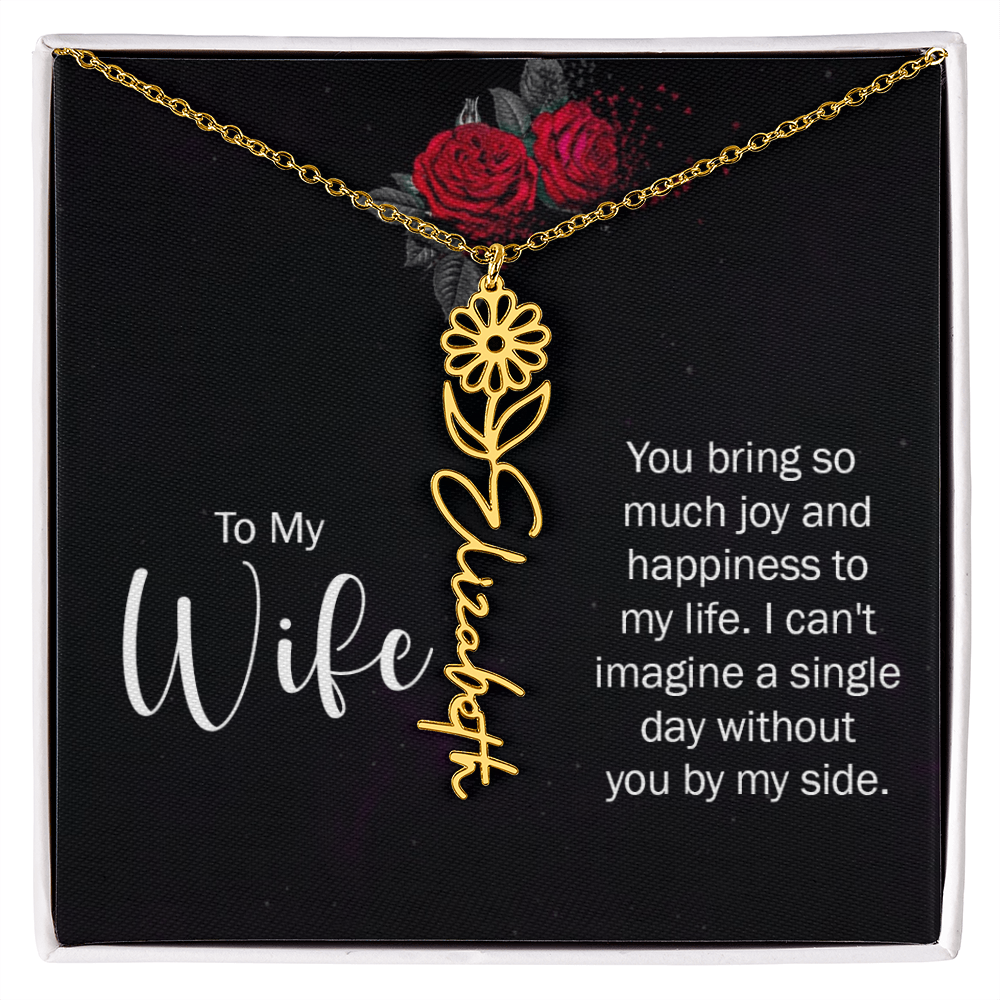 To My Wife Necklace  Flower Name Necklace  Gift From Husband