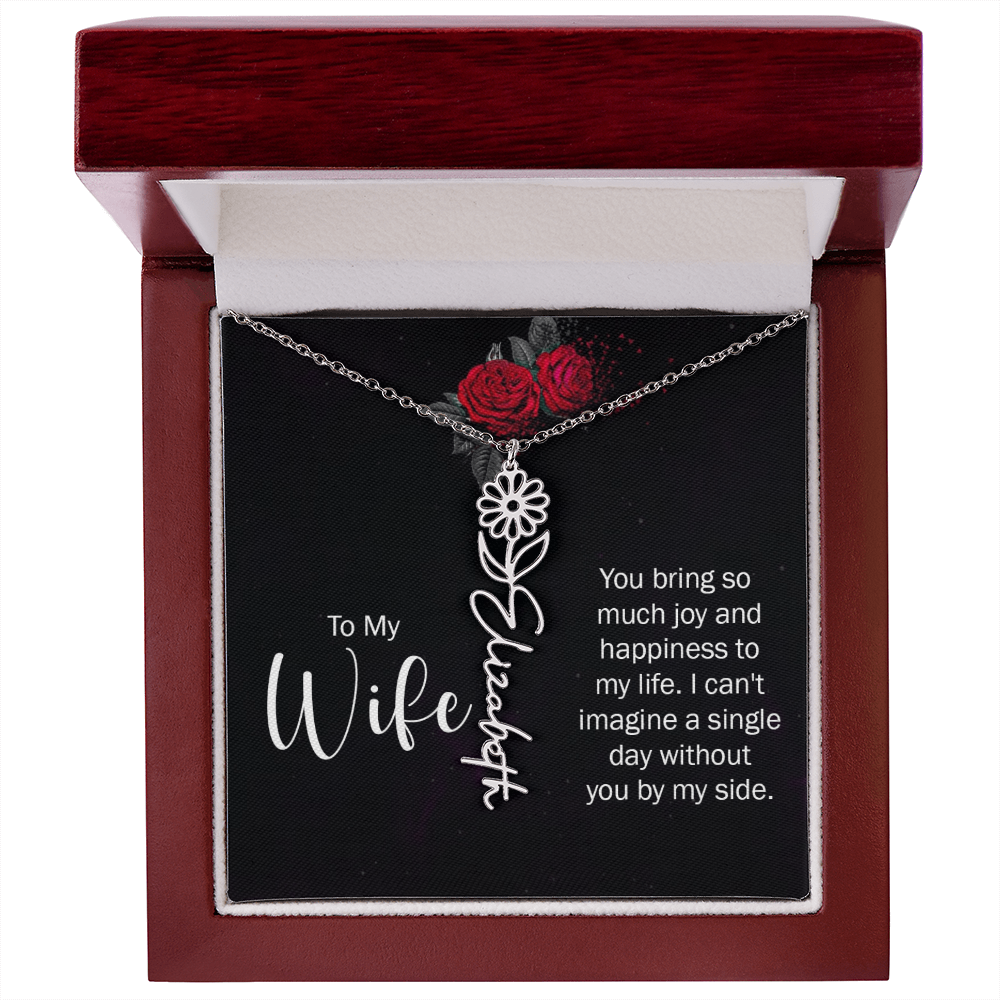 To My Wife Necklace  Flower Name Necklace  Gift From Husband