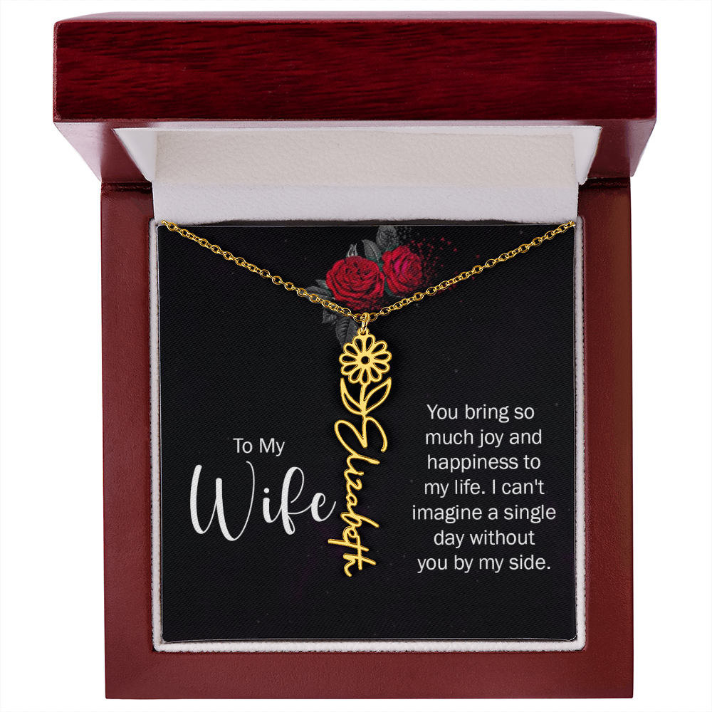 To My Wife Necklace  Flower Name Necklace  Gift From Husband