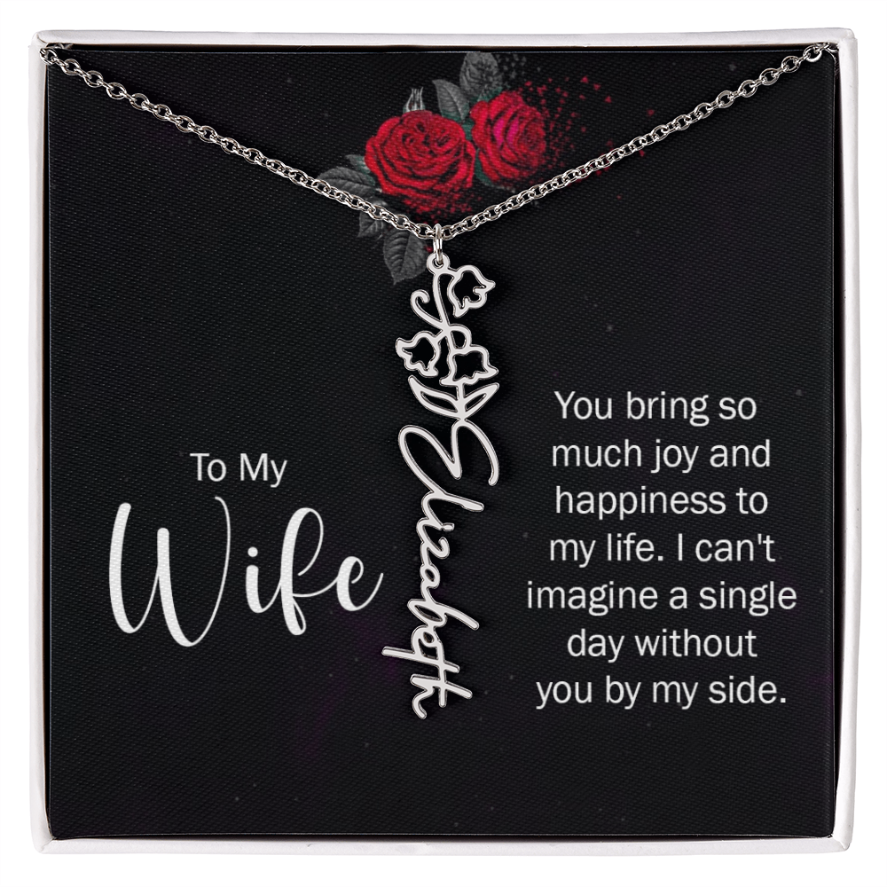 To My Wife Necklace  Flower Name Necklace  Gift From Husband