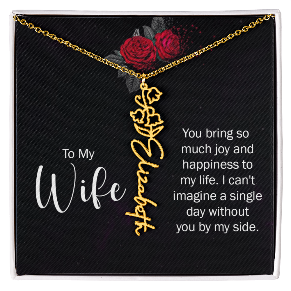 To My Wife Necklace  Flower Name Necklace  Gift From Husband