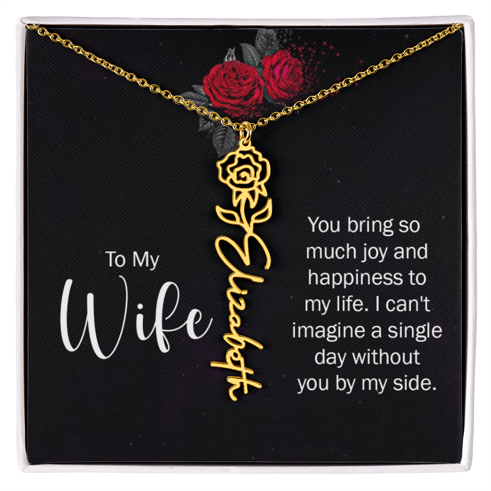To My Wife Necklace  Flower Name Necklace  Gift From Husband