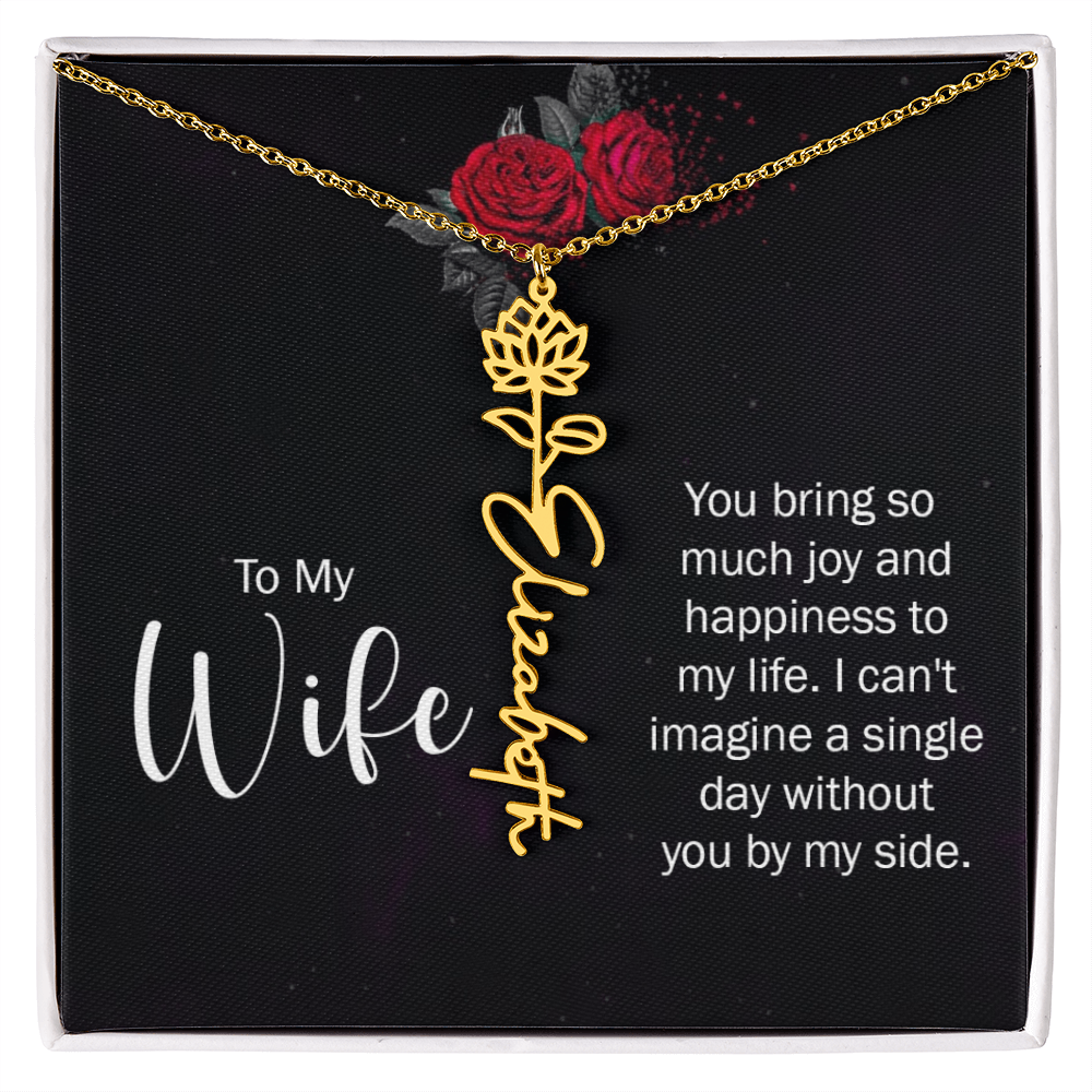 To My Wife Necklace  Flower Name Necklace  Gift From Husband