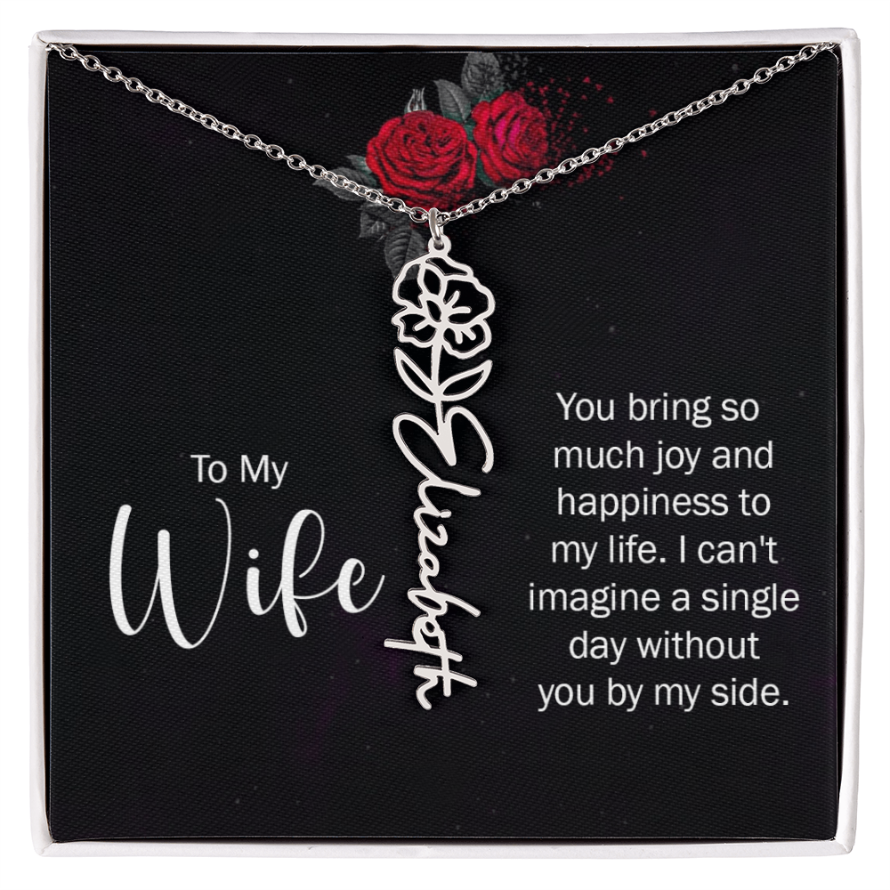 To My Wife Necklace  Flower Name Necklace  Gift From Husband
