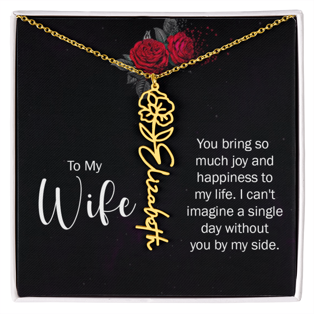 To My Wife Necklace  Flower Name Necklace  Gift From Husband