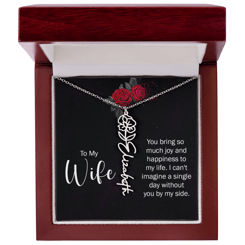To My Wife Necklace  Flower Name Necklace  Gift From Husband