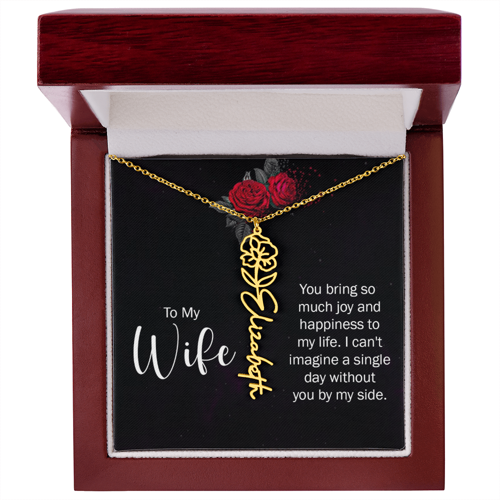 To My Wife Necklace  Flower Name Necklace  Gift From Husband