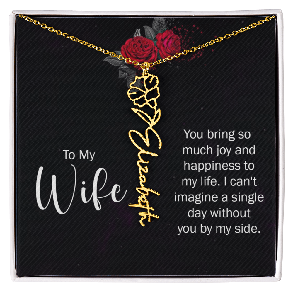 To My Wife Necklace  Flower Name Necklace  Gift From Husband