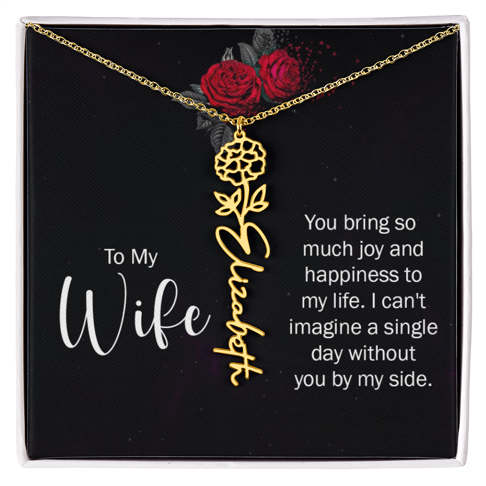 To My Wife Necklace  Flower Name Necklace  Gift From Husband