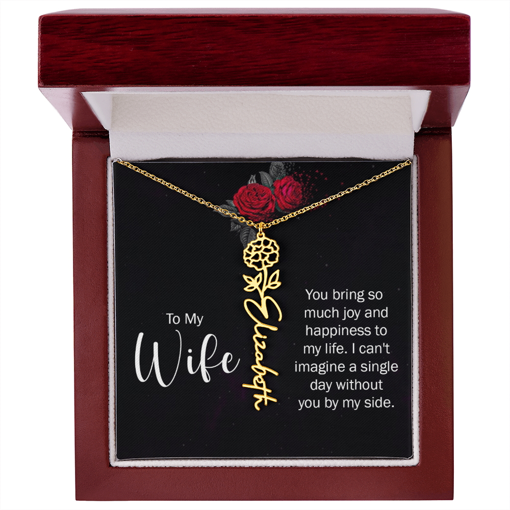 To My Wife Necklace  Flower Name Necklace  Gift From Husband