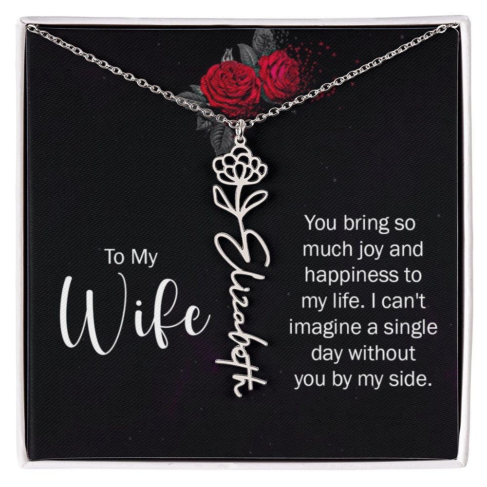 To My Wife Necklace  Flower Name Necklace  Gift From Husband