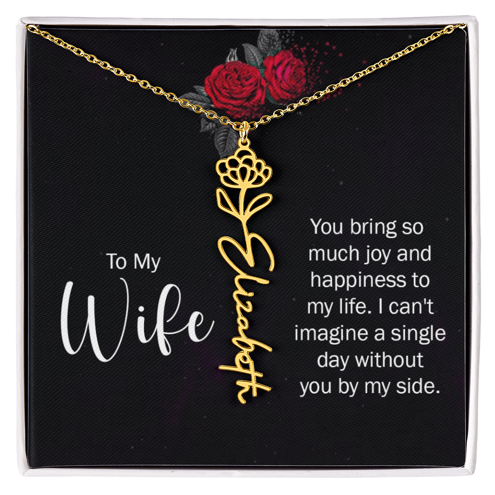 To My Wife Necklace  Flower Name Necklace  Gift From Husband