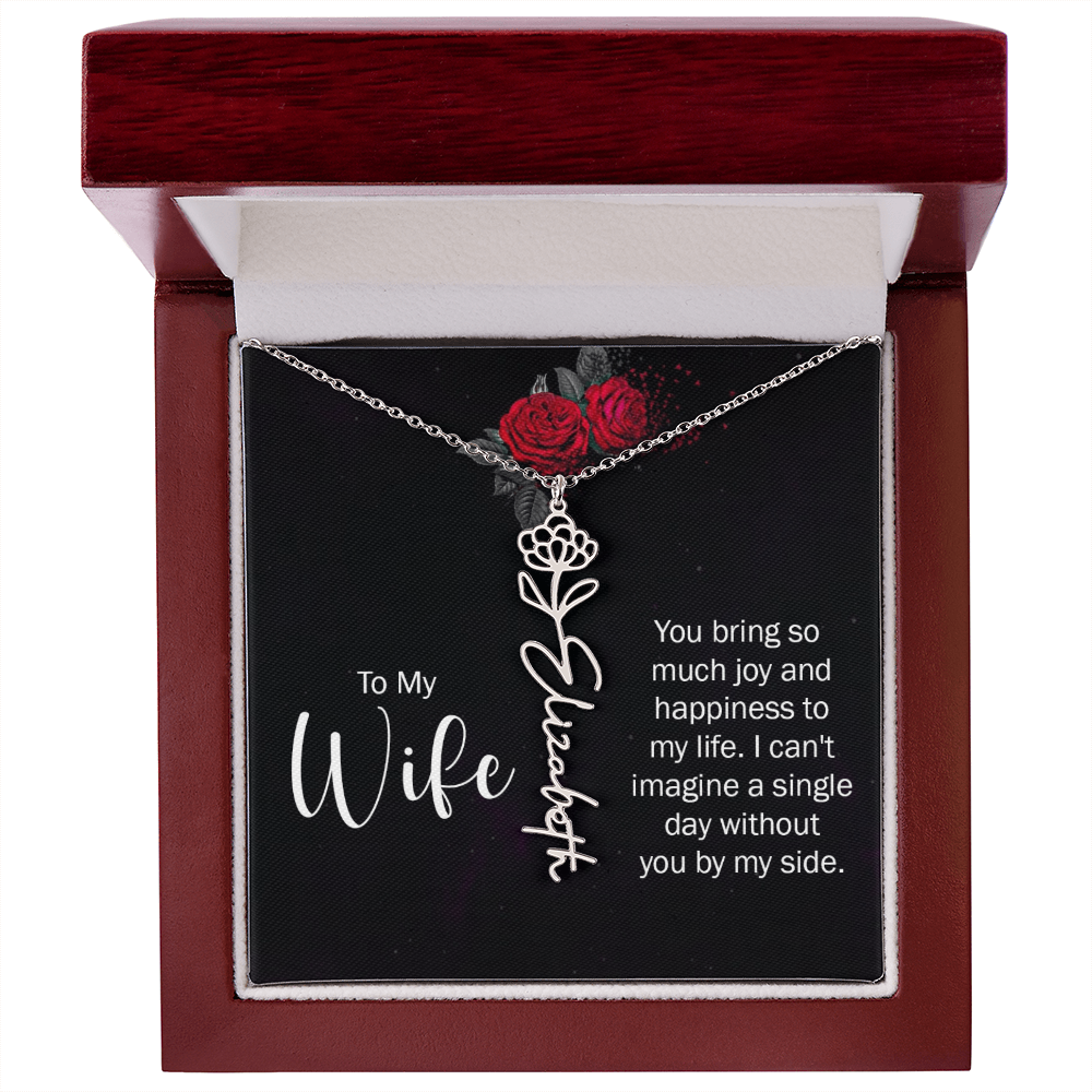 To My Wife Necklace  Flower Name Necklace  Gift From Husband
