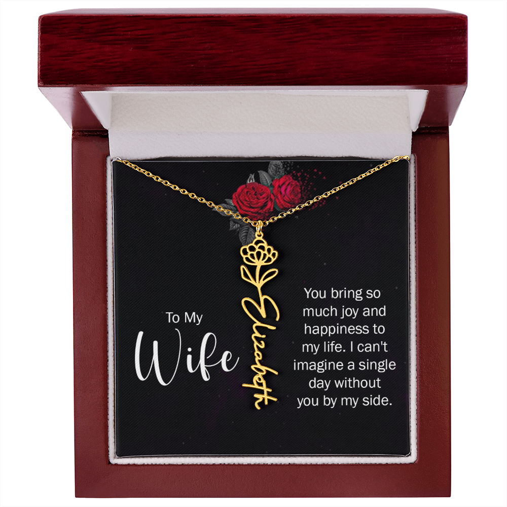 To My Wife Necklace  Flower Name Necklace  Gift From Husband