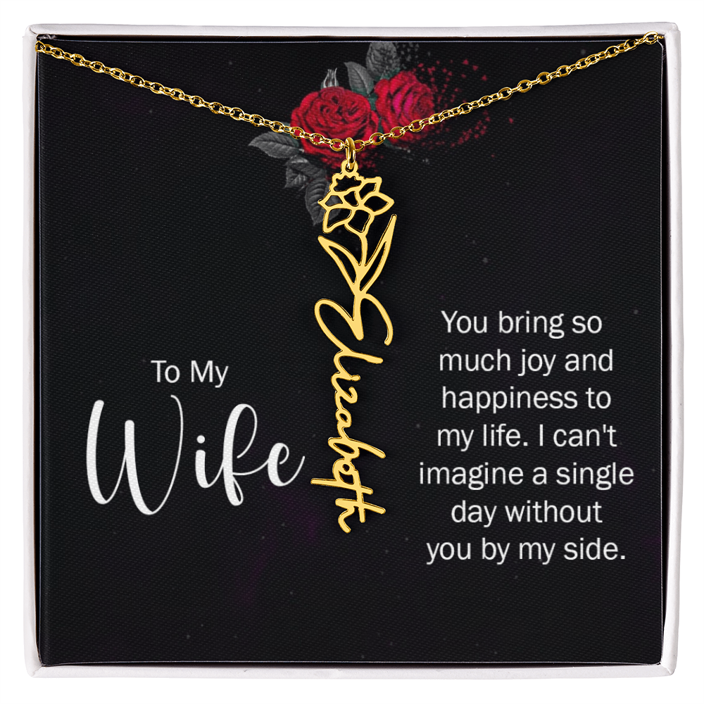 To My Wife Necklace  Flower Name Necklace  Gift From Husband
