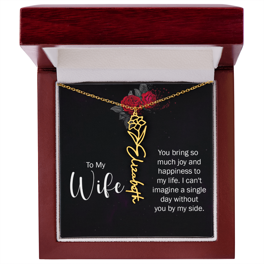 To My Wife Necklace  Flower Name Necklace  Gift From Husband