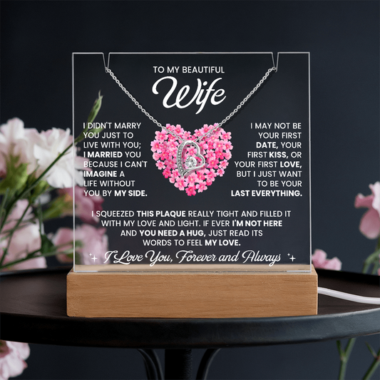 Keepsake Acrylic & Forever Love Necklace Mother's Day Gift for My Wife