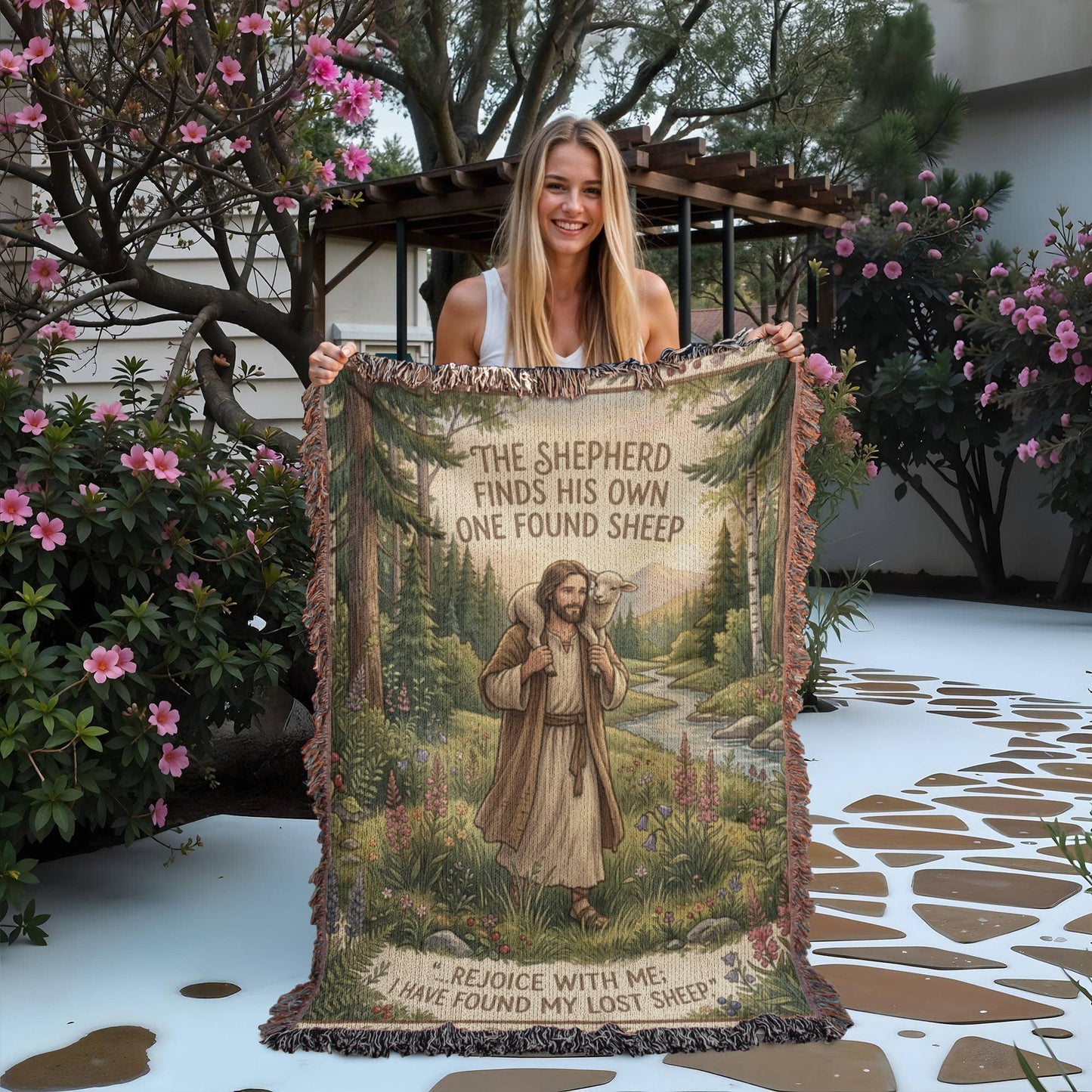 Photo Heirloom Woven Blanket (Portrait), The Good Shepherd Portrait