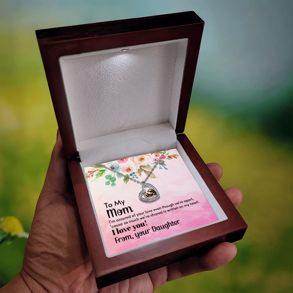 To My Mom Baby Feet Heart Necklace Gift From Daughter