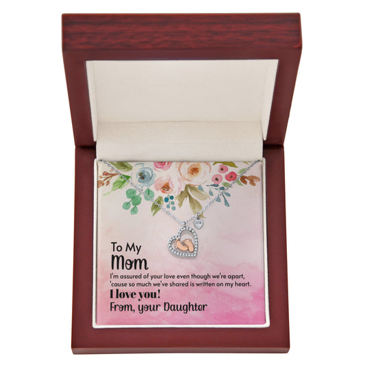 To My Mom Baby Feet Heart Necklace Gift From Daughter
