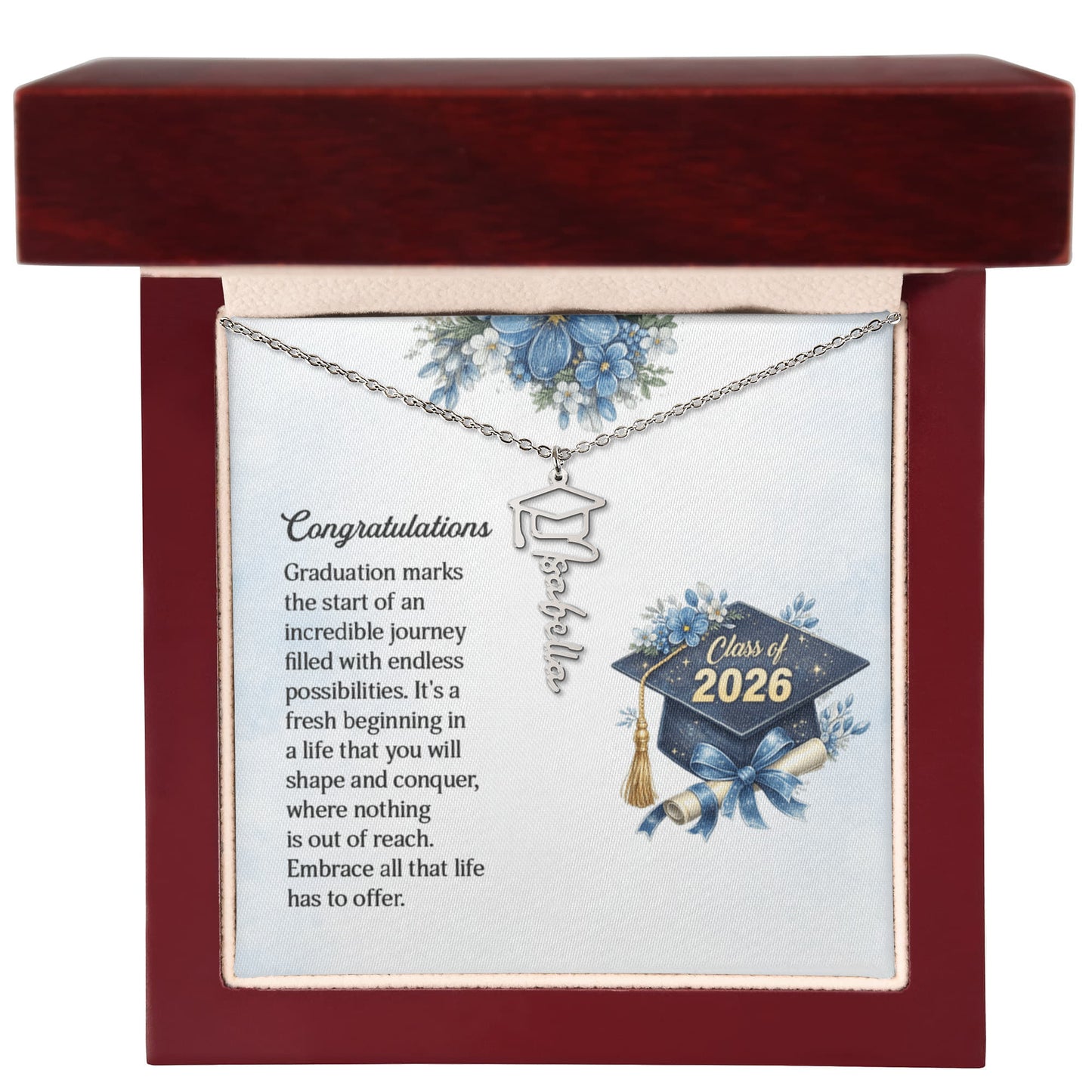 Graduation Cap Name Necklace  Personalized Gift for Graduation