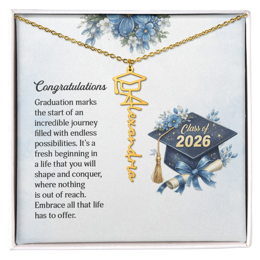 Graduation Cap Name Necklace  Personalized Gift for Graduation