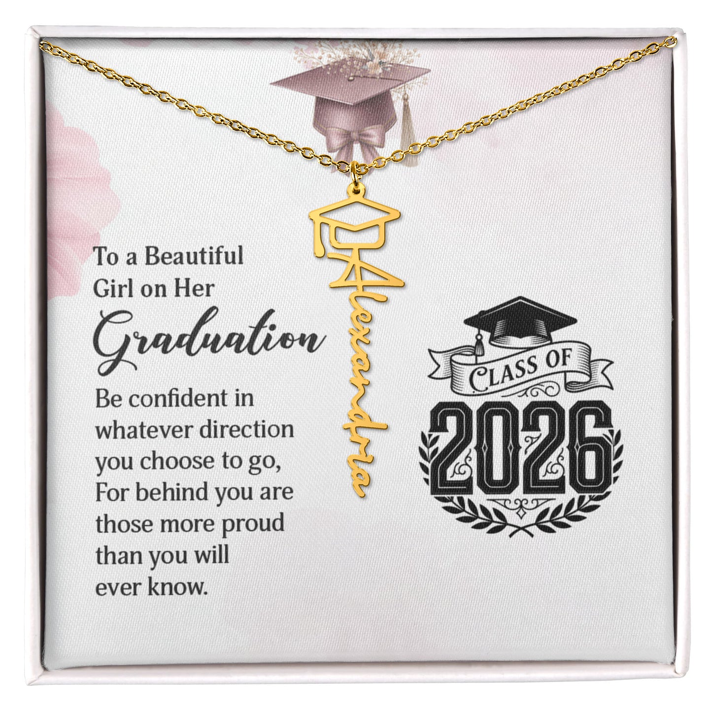 Graduation Cap Name Necklace Gift for Graduation